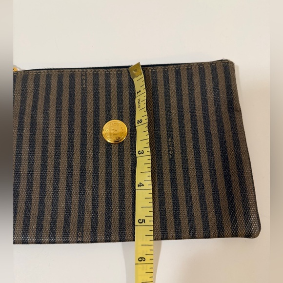 Fendi Leather Pequin Thin Striped Clutch, Pouch, Makeup Bag Vintage EUC - Picture 16 of 16